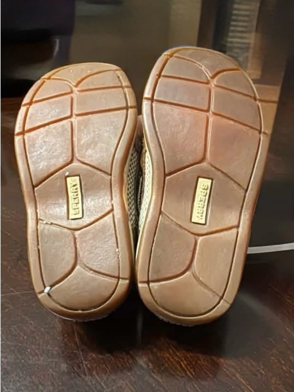 Sperry Kids Tan Suede Hook-and-Loop Moccasins GUC